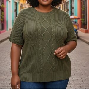 Torrid  Sage Green Crewneck Crochet Sweater size 4